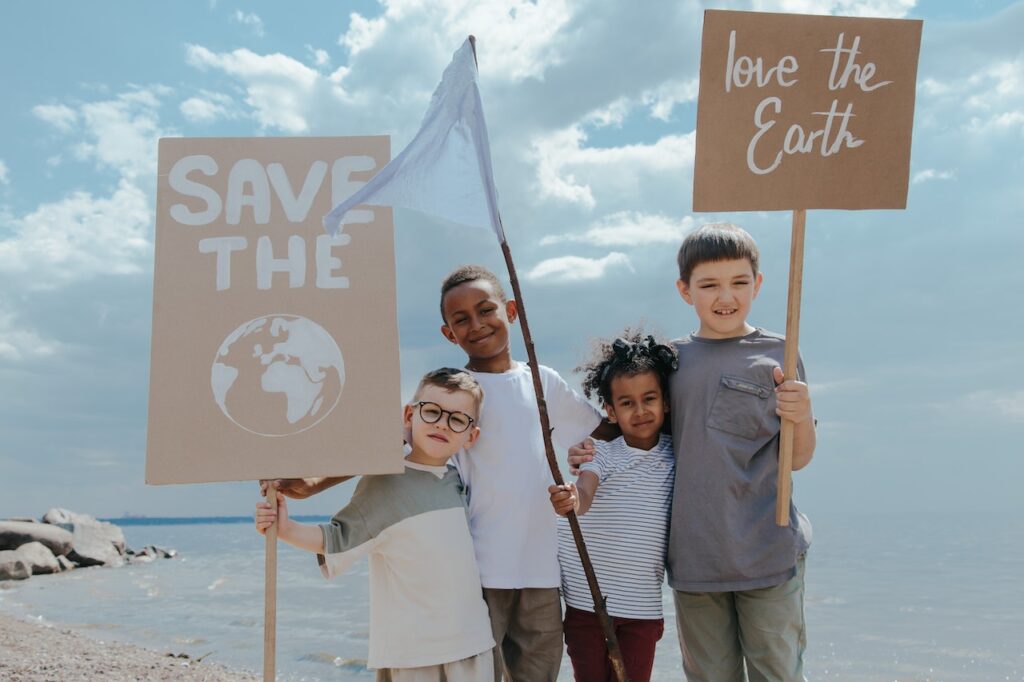 children with signboard